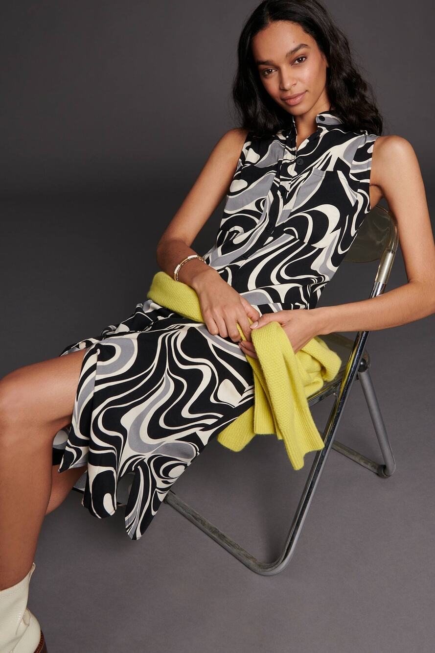 New Anthropologie Corey Lynn Calter Gabriela Midi Shirtdress $168 MEDIUM Black